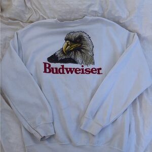 Budweiser White Crewneck Sweater with Eagle Graphic